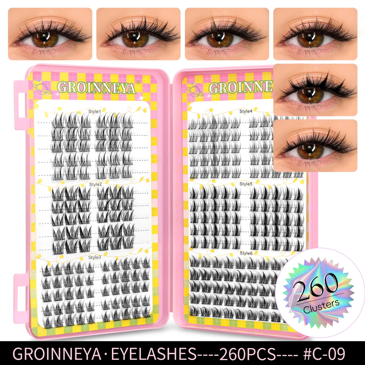 Natural Cluster Eyelash Extensions Mixed Tray 320 Pcs