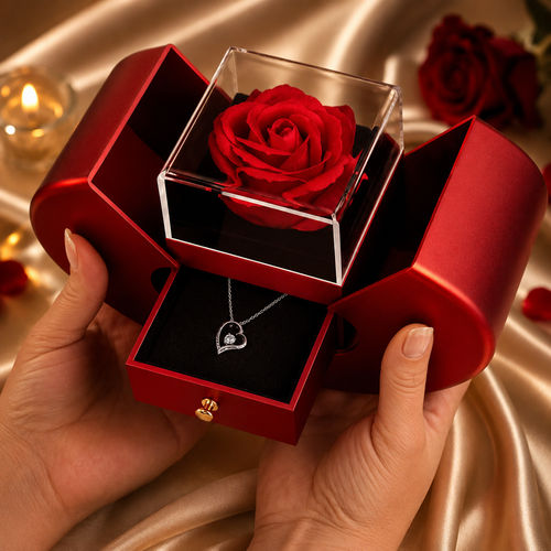 Love Necklace and Heart Box gift set