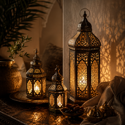 Retro Iron Hollow Moroccan Lantern Decorative Candlestick Ornament