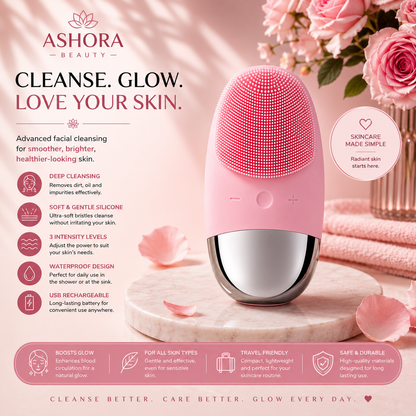 Cepillo Limpiador Facial Portátil de Silicona — 3 Modos de Velocidad