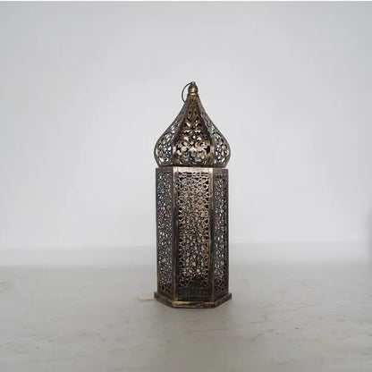 Retro Iron Hollow Moroccan Lantern Decorative Candlestick Ornament