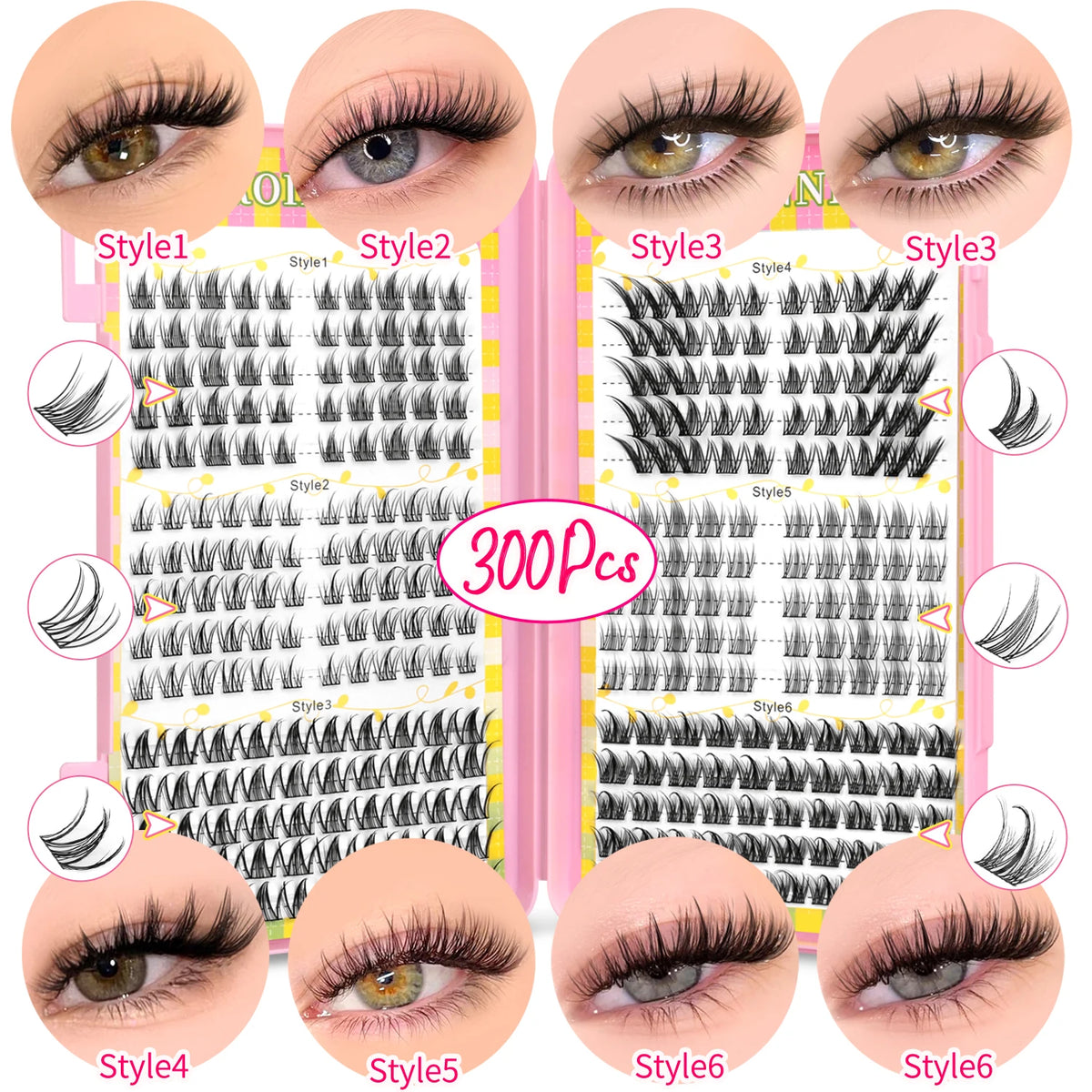 Natural Cluster Eyelash Extensions Mixed Tray 320 Pcs