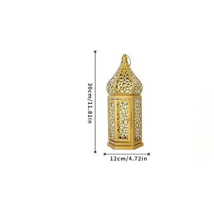 Retro Iron Hollow Moroccan Lantern Decorative Candlestick Ornament