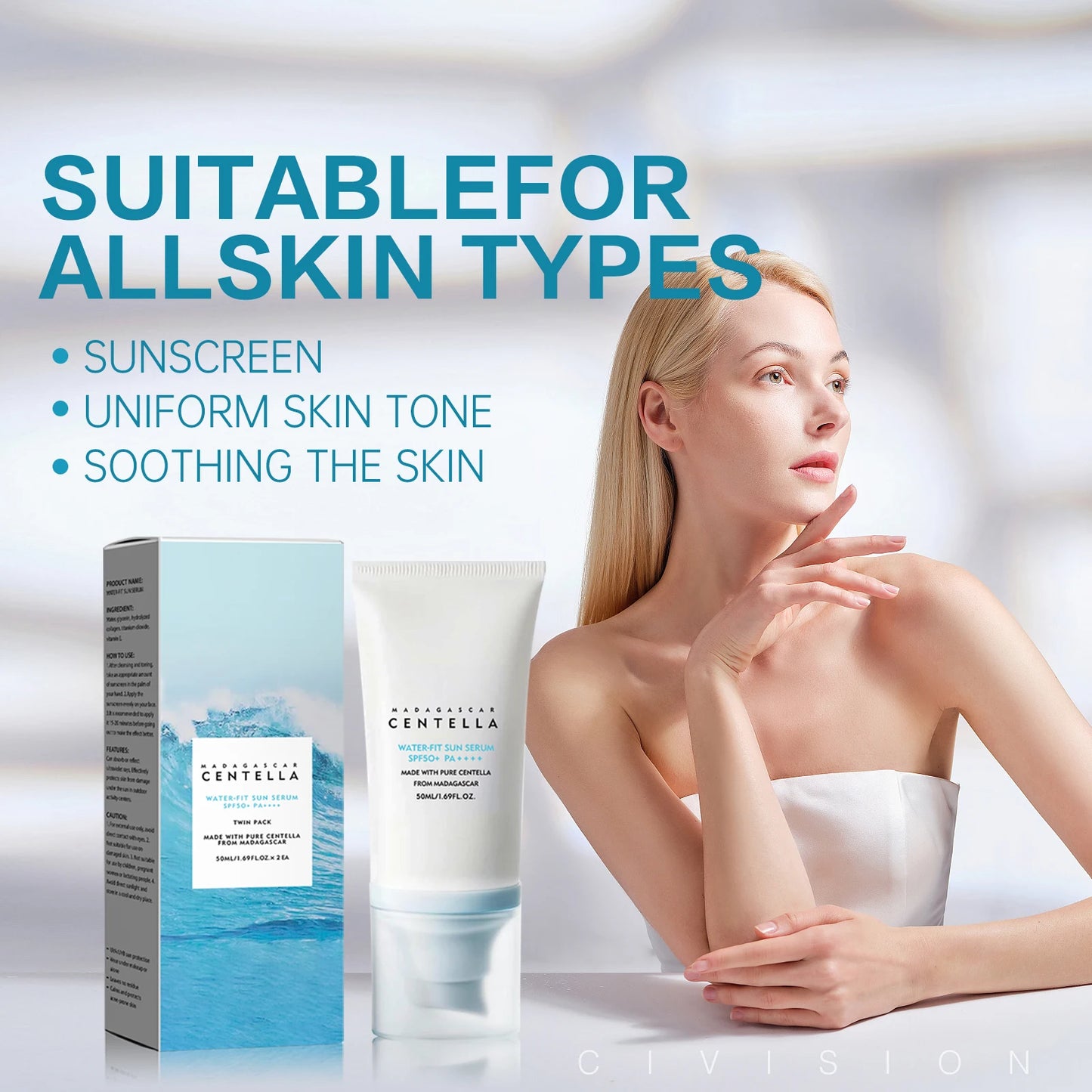 Centella Water-Based Sunscreen SPF50+ — 5-Piece UV Protection Set