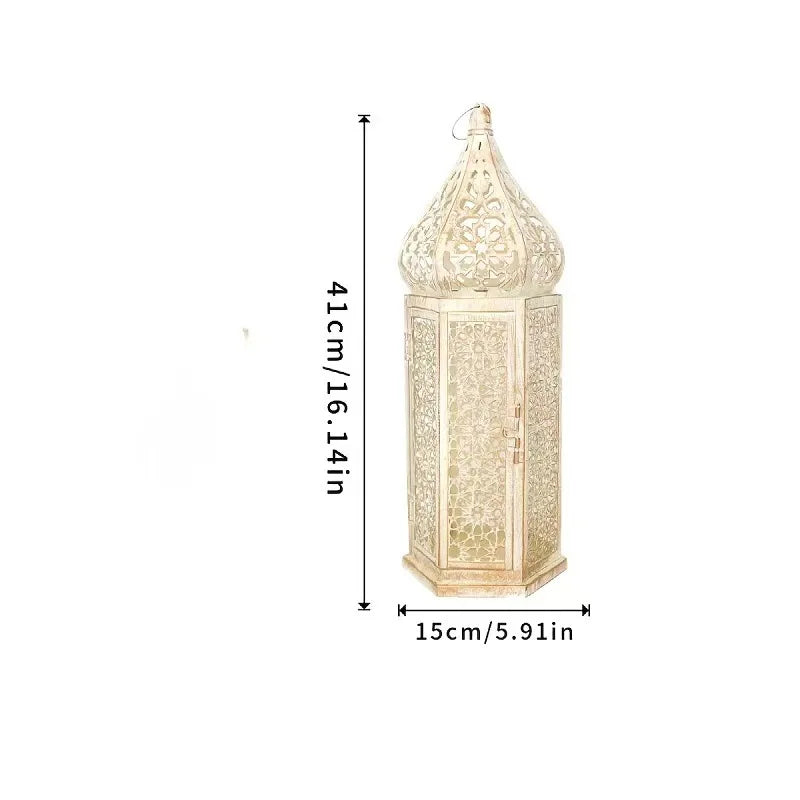 Retro Iron Hollow Moroccan Lantern Decorative Candlestick Ornament