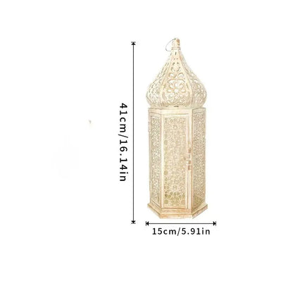 Retro Iron Hollow Moroccan Lantern Decorative Candlestick Ornament