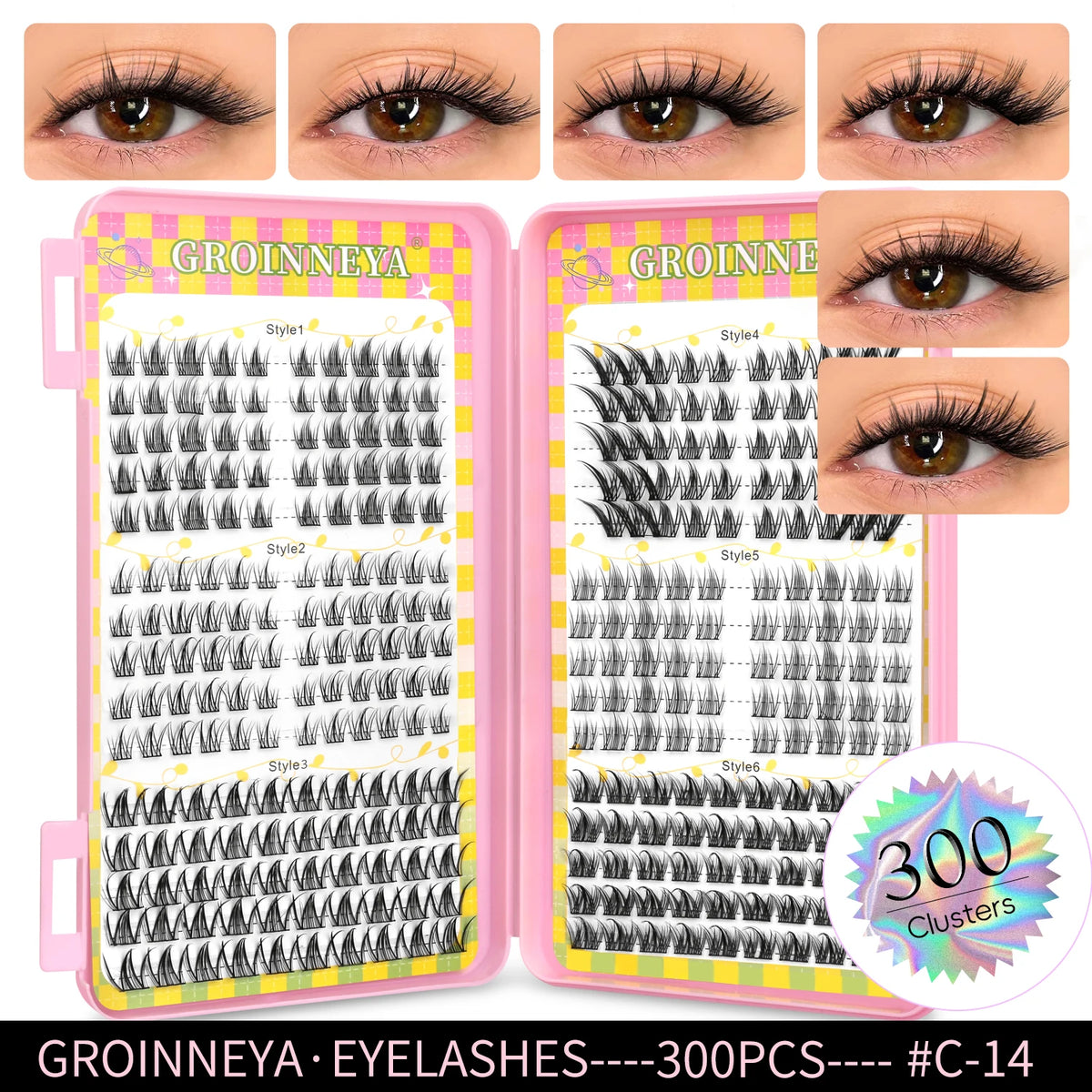 Natural Cluster Eyelash Extensions Mixed Tray 320 Pcs
