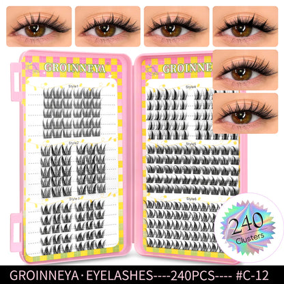 Natural Cluster Eyelash Extensions Mixed Tray 320 Pcs