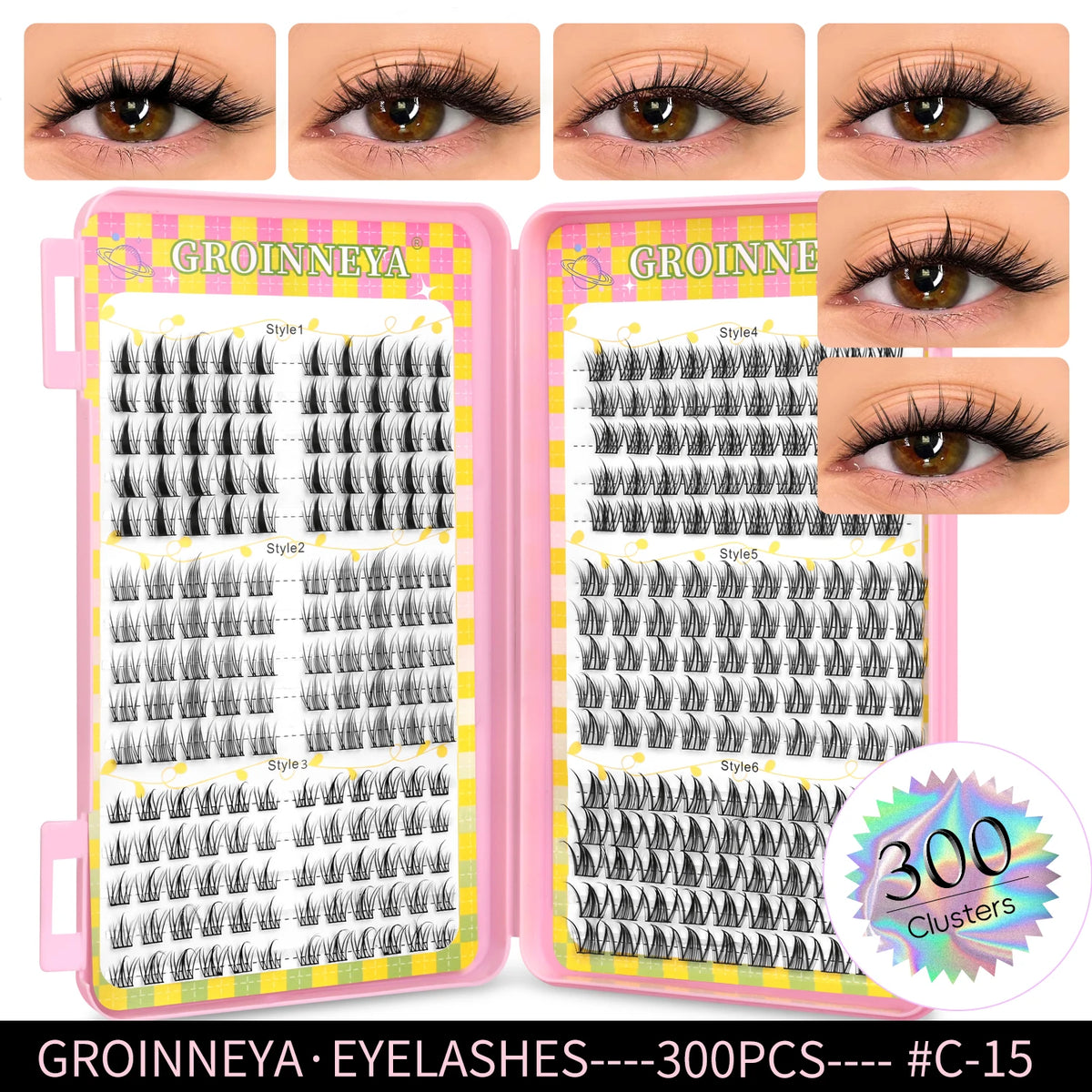 Natural Cluster Eyelash Extensions Mixed Tray 320 Pcs
