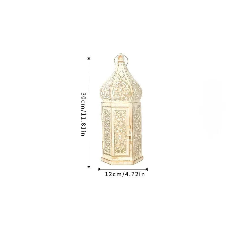Retro Iron Hollow Moroccan Lantern Decorative Candlestick Ornament
