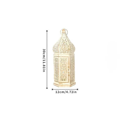 Retro Iron Hollow Moroccan Lantern Decorative Candlestick Ornament