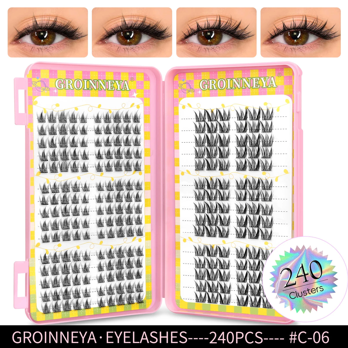 Natural Cluster Eyelash Extensions Mixed Tray 320 Pcs