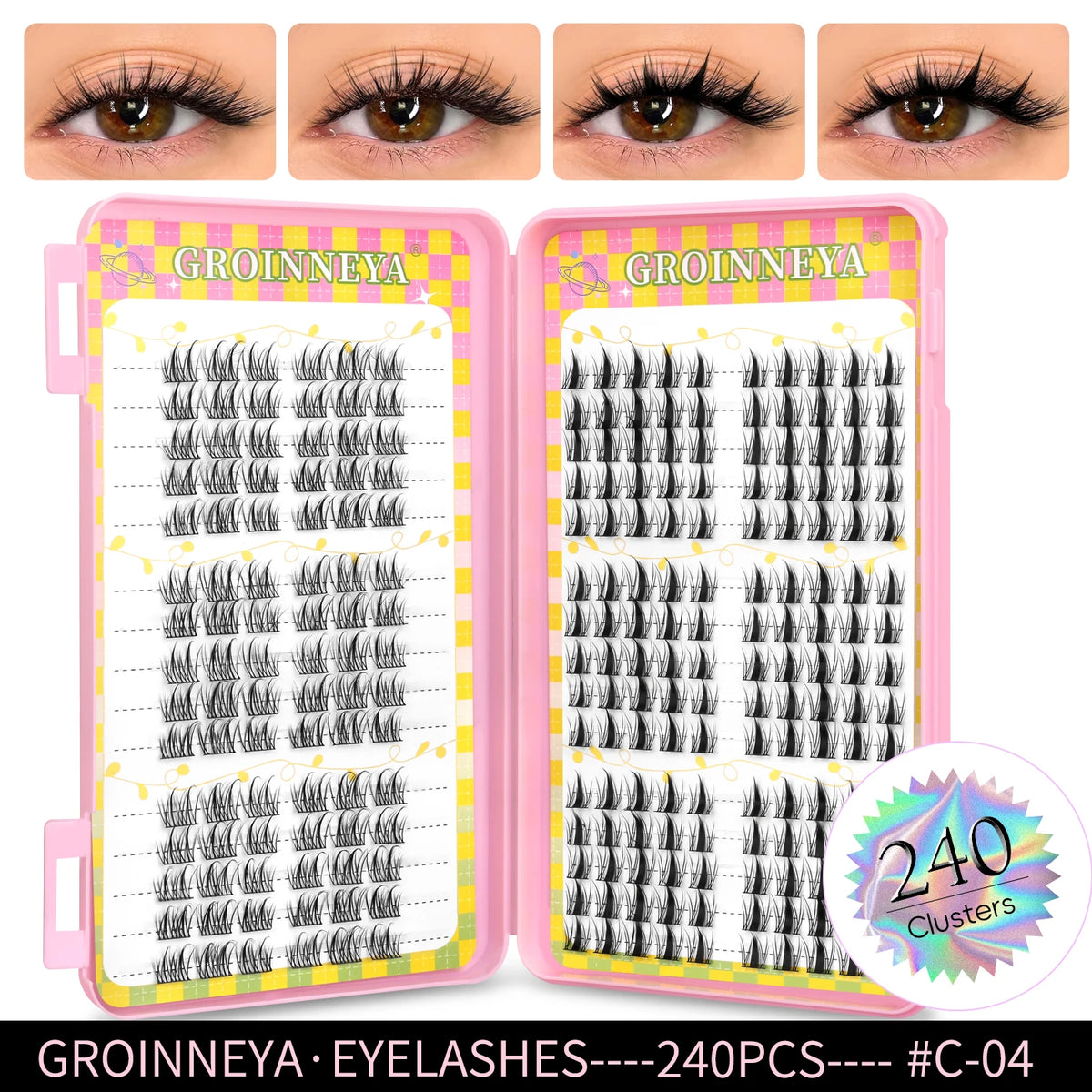 Natural Cluster Eyelash Extensions Mixed Tray 320 Pcs