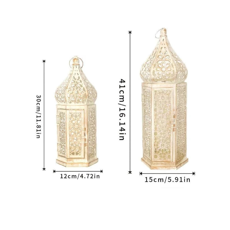 Retro Iron Hollow Moroccan Lantern Decorative Candlestick Ornament
