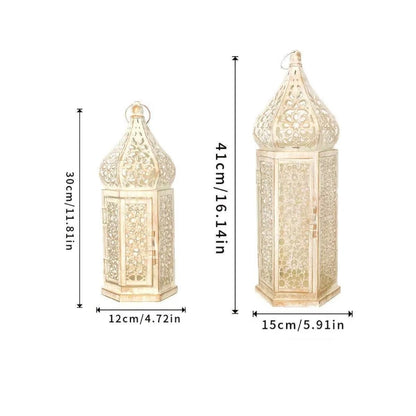 Retro Iron Hollow Moroccan Lantern Decorative Candlestick Ornament