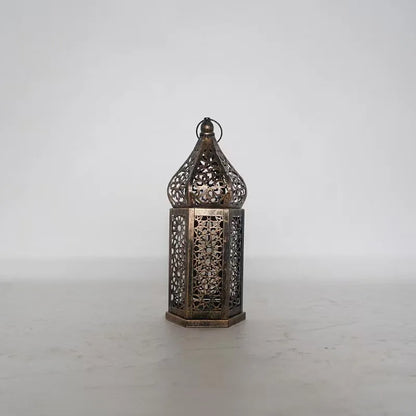 Retro Iron Hollow Moroccan Lantern Decorative Candlestick Ornament