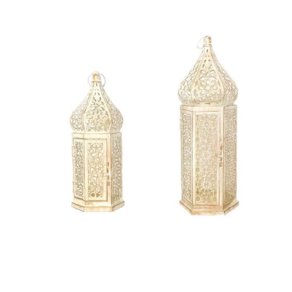 Retro Iron Hollow Moroccan Lantern Decorative Candlestick Ornament