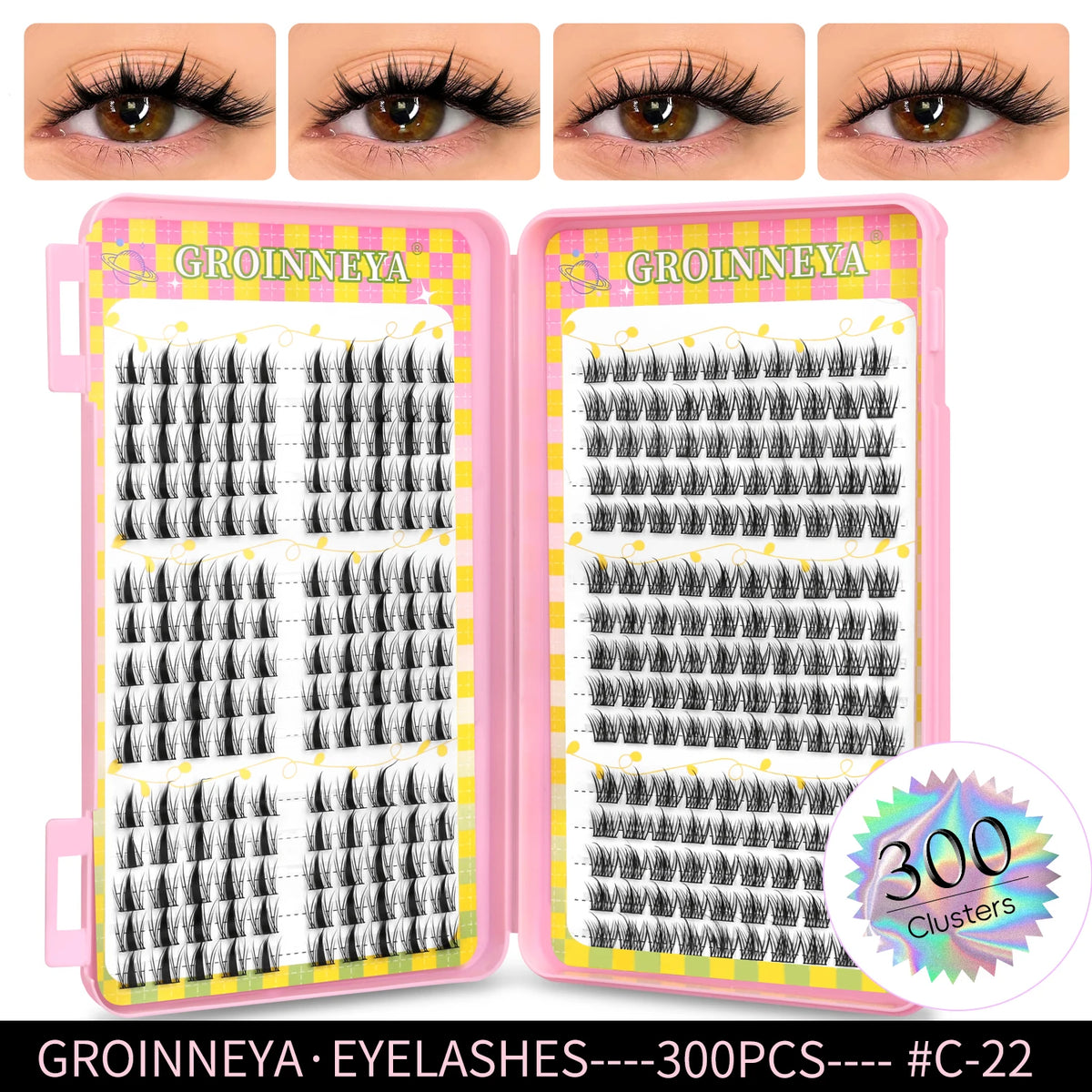 Natural Cluster Eyelash Extensions Mixed Tray 320 Pcs