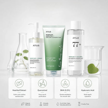 Korean Heartleaf 3-Step Daily Cleansing Ritual Set — Acne Soothing & Oil Control