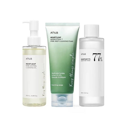 Korean Heartleaf 3-Step Daily Cleansing Ritual Set — Acne Soothing & Oil Control