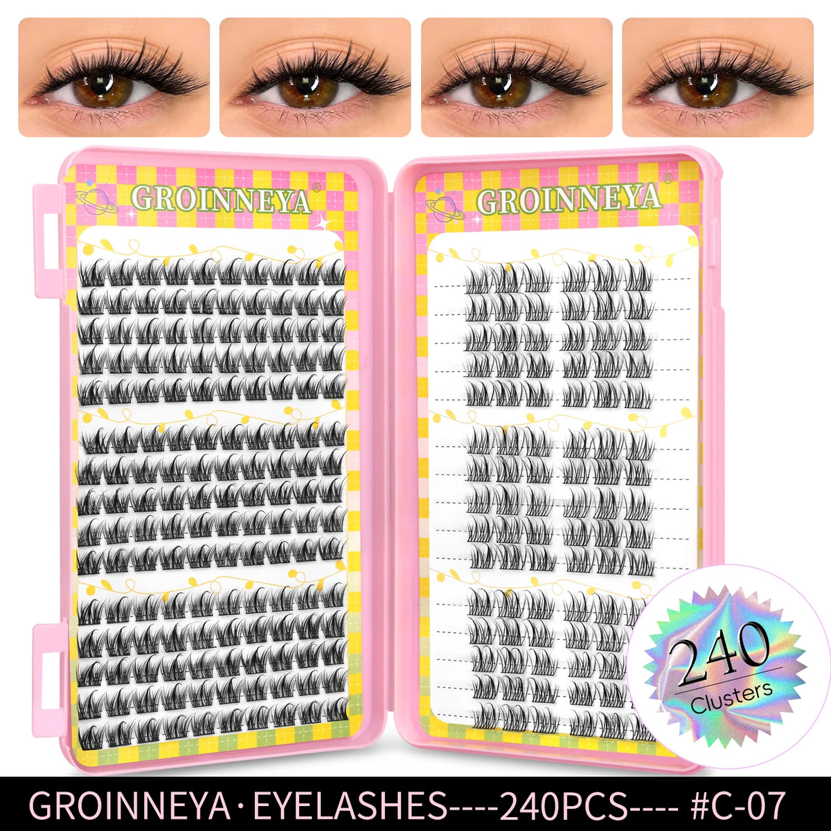 Natural Cluster Eyelash Extensions Mixed Tray 320 Pcs