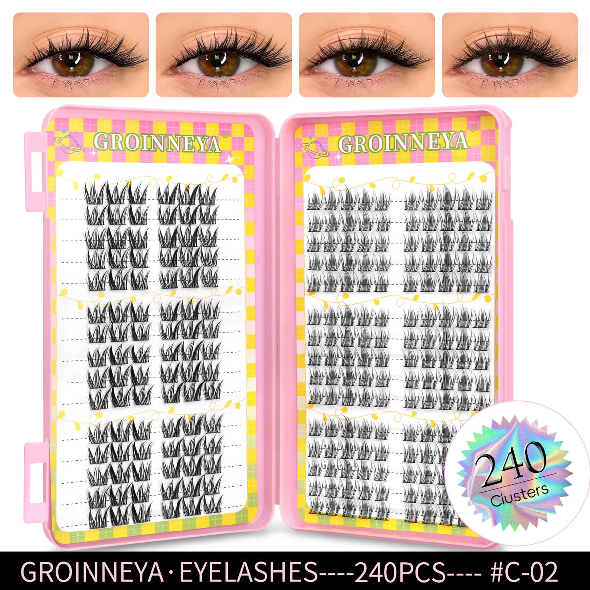 Natural Cluster Eyelash Extensions Mixed Tray 320 Pcs