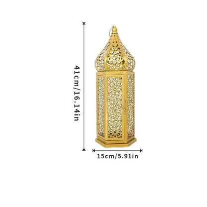 Retro Iron Hollow Moroccan Lantern Decorative Candlestick Ornament
