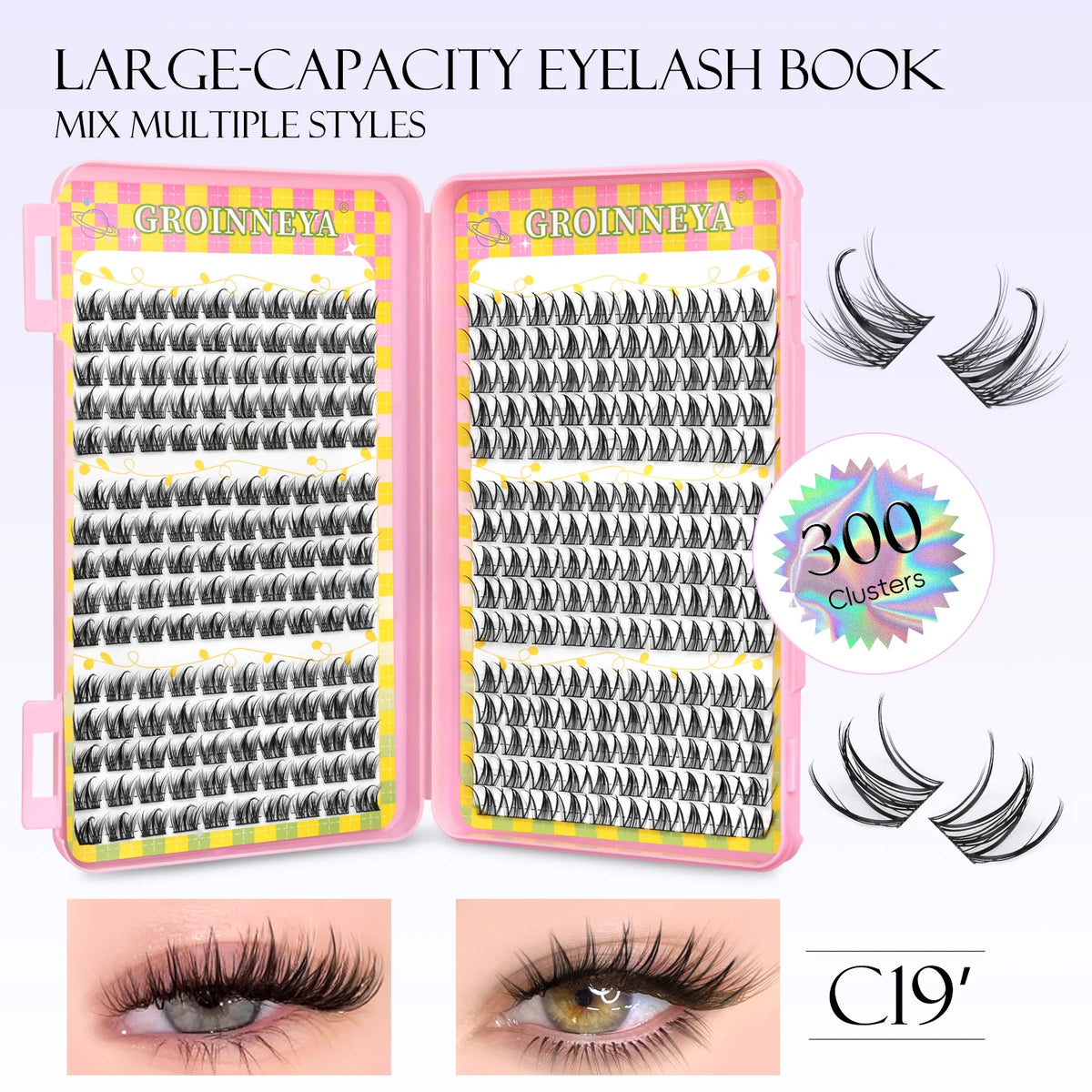 Natural Cluster Eyelash Extensions Mixed Tray 320 Pcs