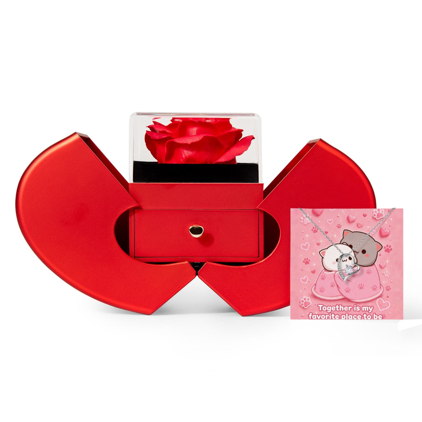 Love Necklace and Heart Box gift set