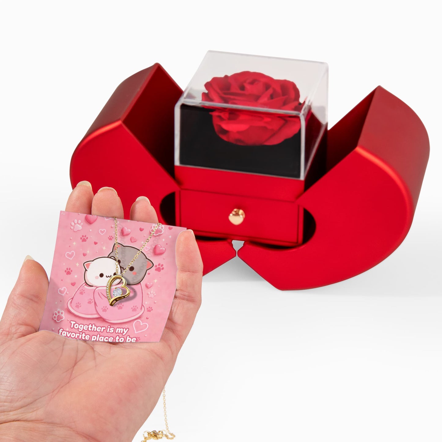 Love Necklace and Heart Box gift set